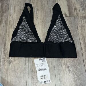 Zara Black Crystal Triangle Bralette